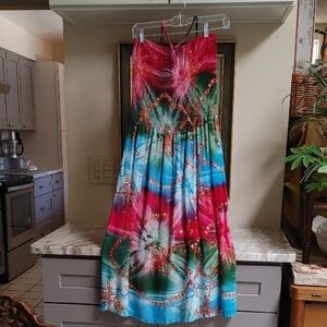Tie-dyed Rayon Dress One Size Fits Most
